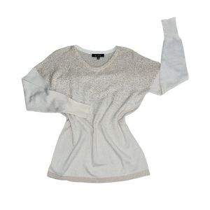 B.L.E.U. Pullover Sweater Womens size S Cream Gold Ombre Metallic Fabric